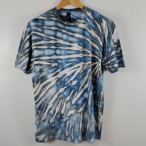 Blue and White Tie-Dye Short Sleeve Tee